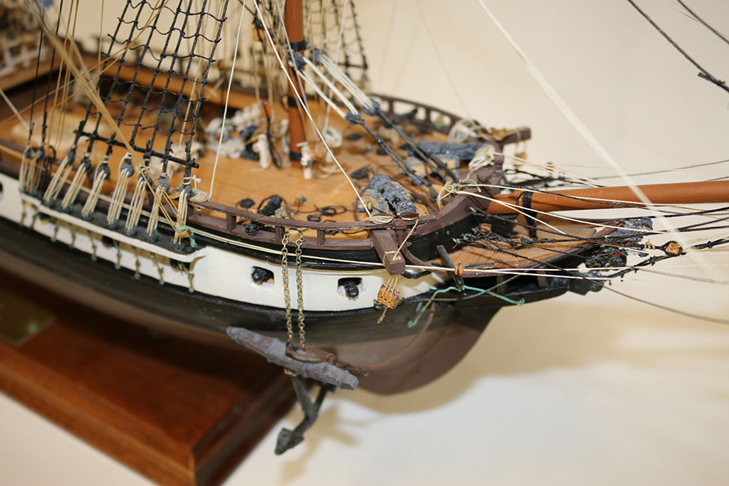 A scale model of the 1799 American Frigate, USS Essex.