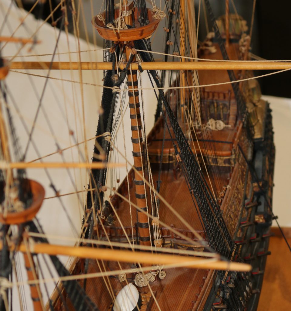 A scale model of the sailing ship, Sovereign of the Seas. 