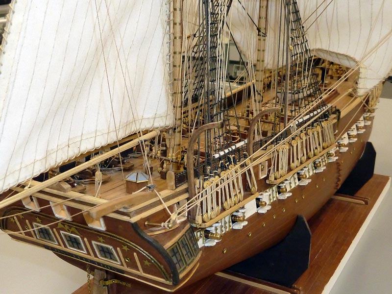 A 1/78 scale model of the USS Constitution. 