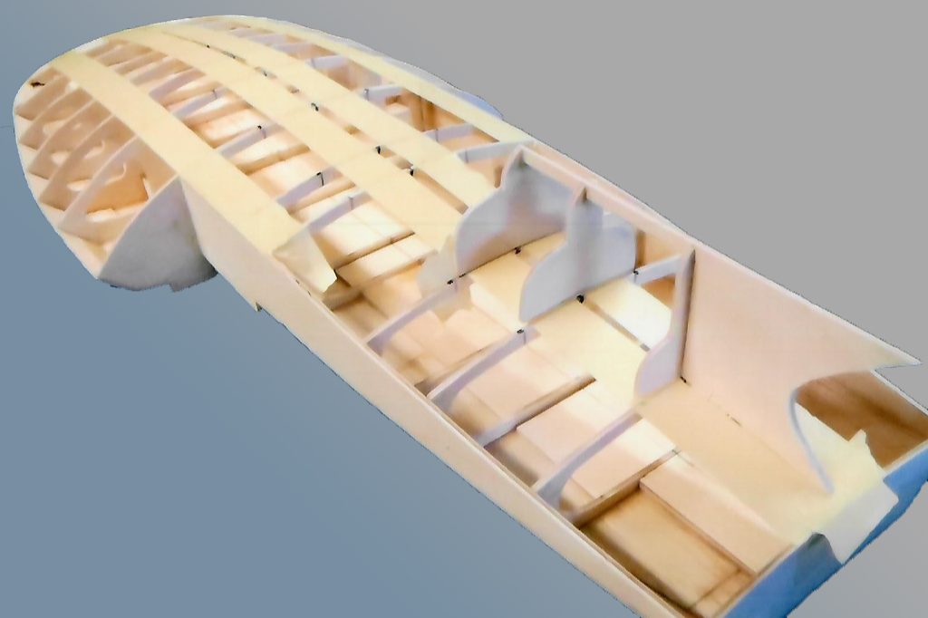 Digital rendering of the Miss Bardahl U-40 hydroplane racing boat.