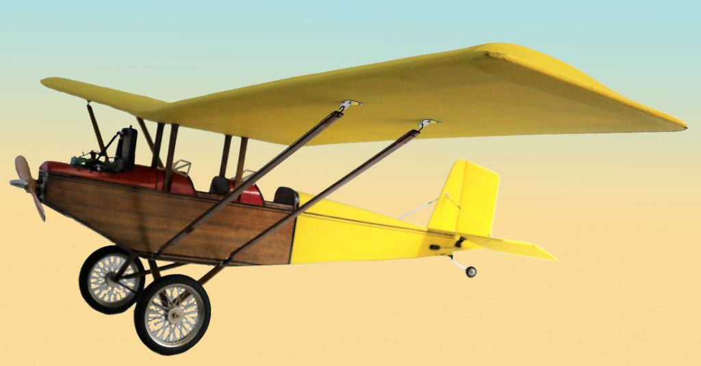 A scratch-built R/C model of the Pietenpol Air Camper. 