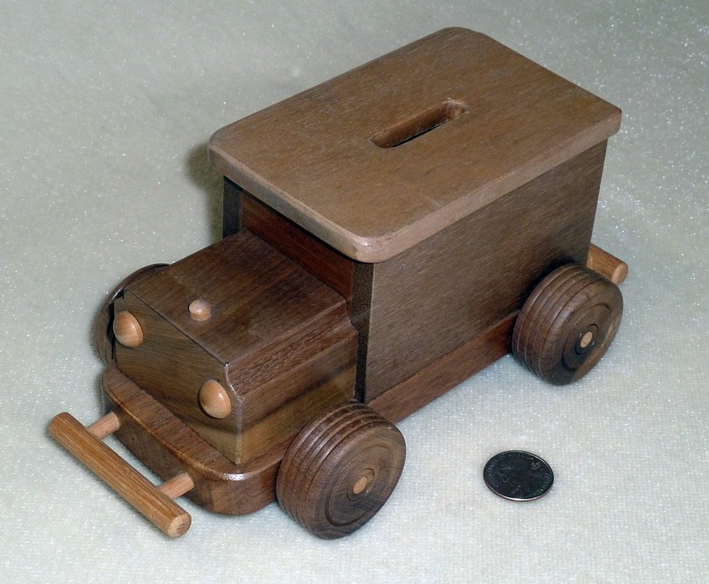 Wooden Toy Truck Coin Bank