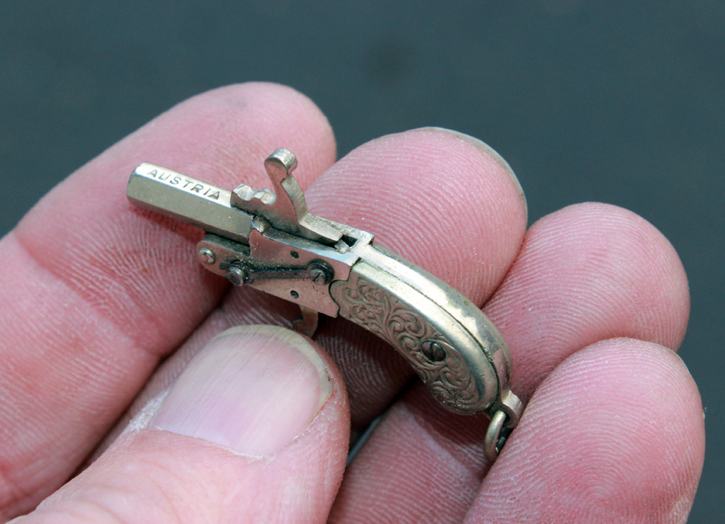 A miniature 2mm Pinfire Berloque pistol.