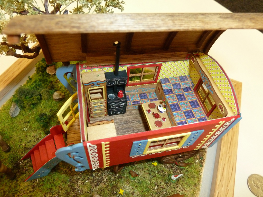 The Gypsy Wagon dollhouse was built at a scale of 1/4":1'. 