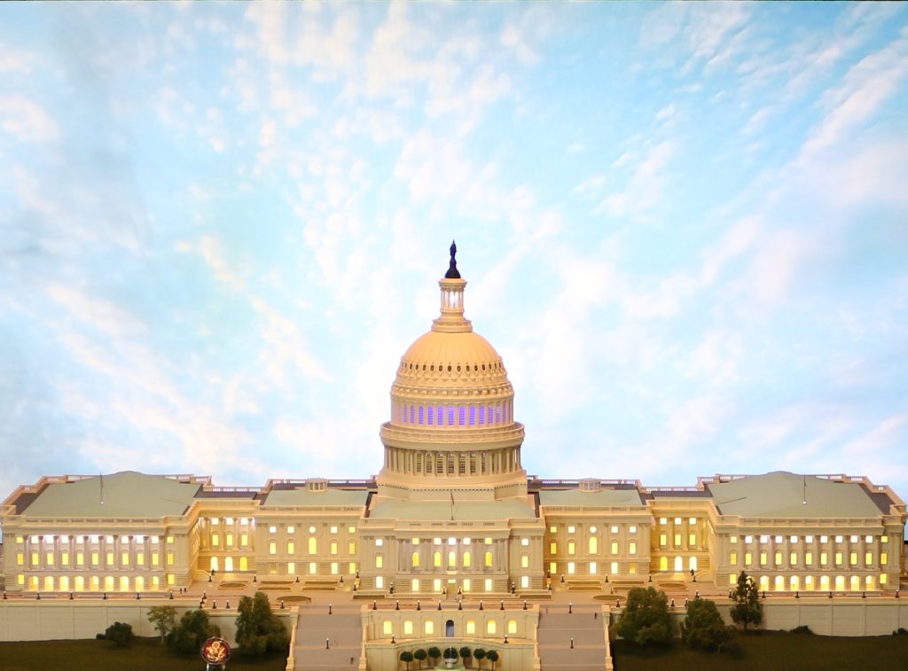 An incredibly detailed architectural model of the U.S. Capitol Building. 