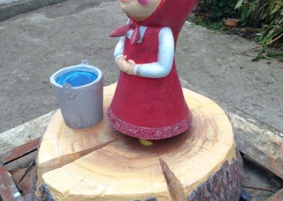 A carved wooden sculpture made by Vladimir for a children's rehabilitation center.