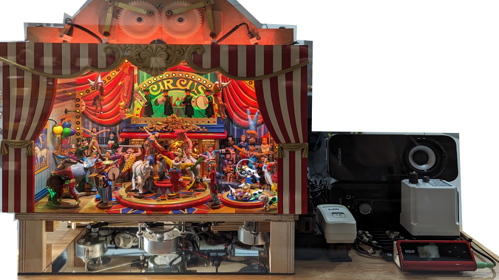 Shown here is Don Riley's partially completed Circus Theater music box.