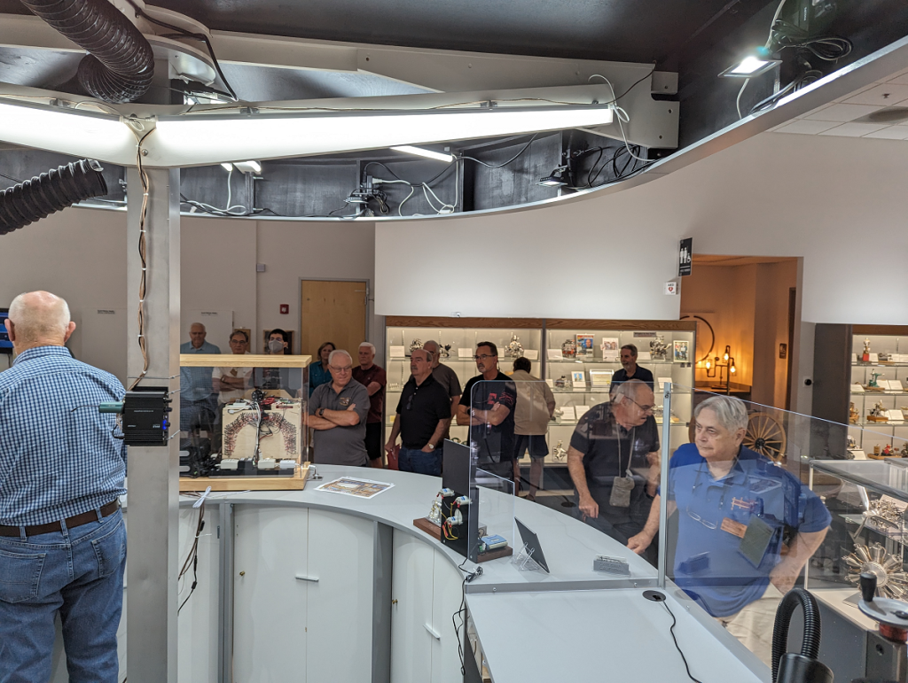 On August 12, 2023, Donald Riley gave a presentation about his music boxes to members of the San Diego Fine Woodworkers Association and other museum visitors.