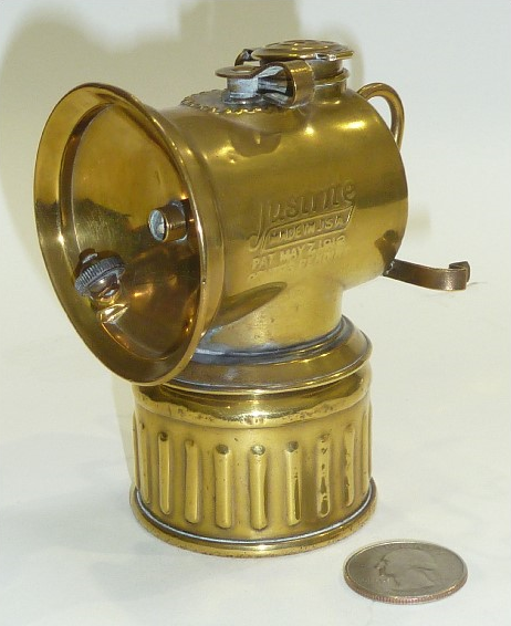 Justrite Brass Caver/Miner Carbide Lamp