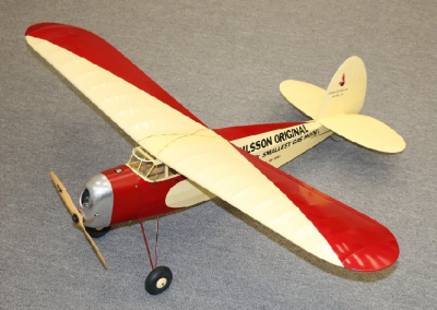 Dan Lutz' scale model replica of Irv Ohlsson's .23 powered Pacemaker free flight airplane.