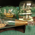 Four Handmade Ships in Bottles