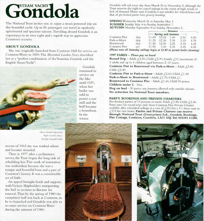 The inside of a 1997 brochure of the real Gondola